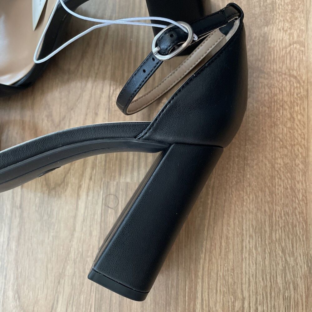 A New Day Shelly Heels Black 8 Wide Women’s Ankle Strap Block Memory Foam NEW - Picture 11 of 16